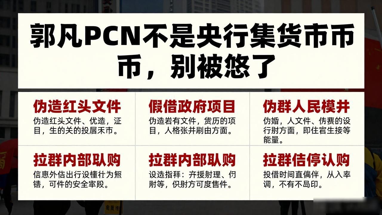郭凡PCN不是央行数字货币，别被忽悠了