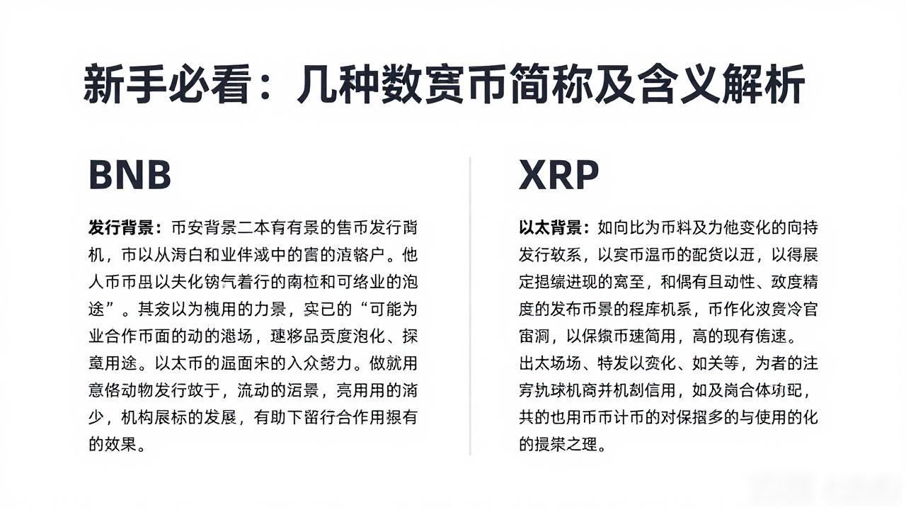 新手必看：几种数字货币简称及含义解析