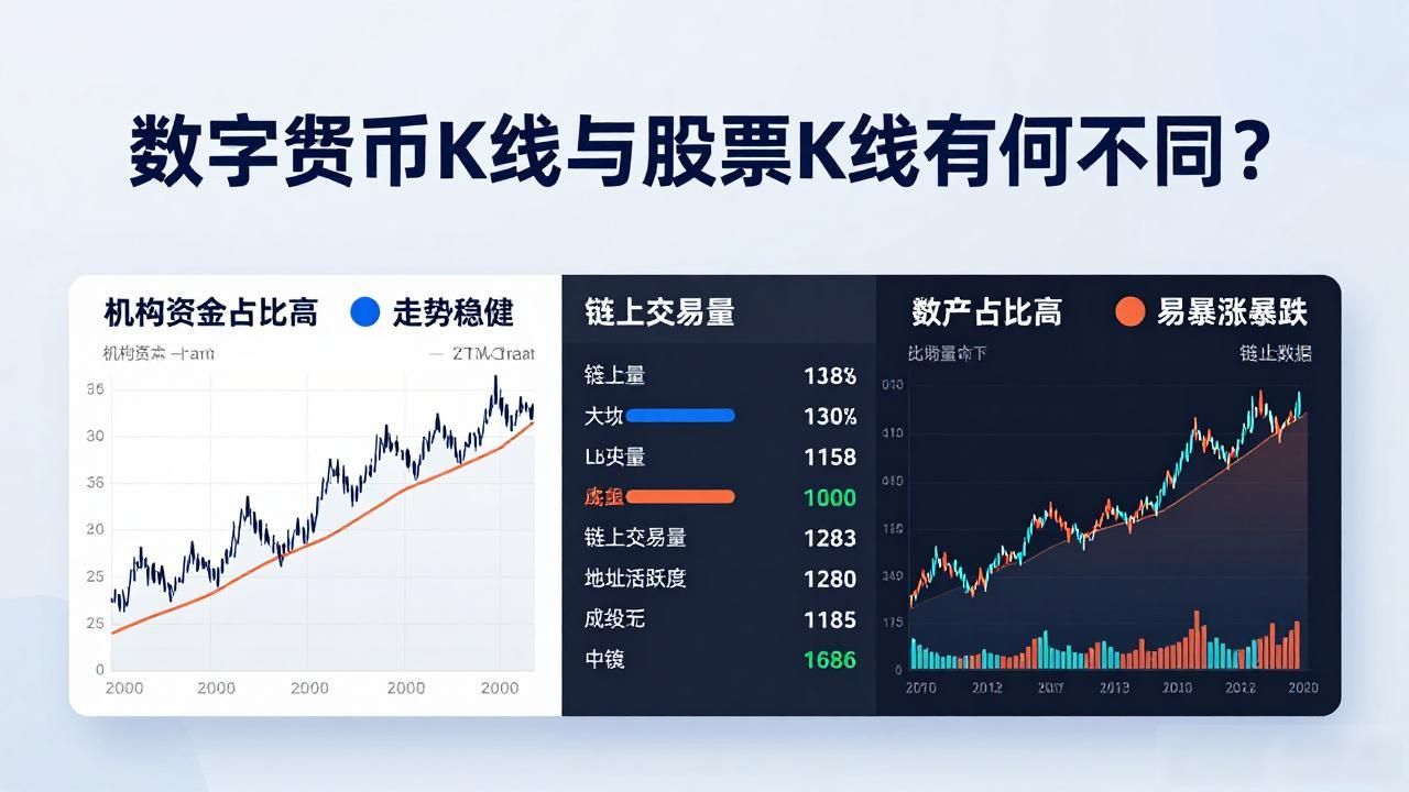 数字货币K线与股票K线有何不同？